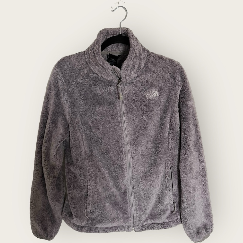 The North Face Fleece Jacket Women's M Silver Gray Warm Full‎ Zip PLEASE READ!✅